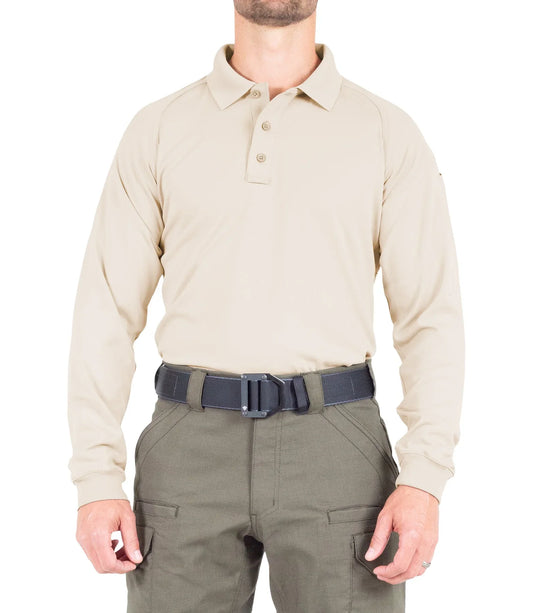 111503 MENS PERFORMANCE L/S POLO SILVER TAN