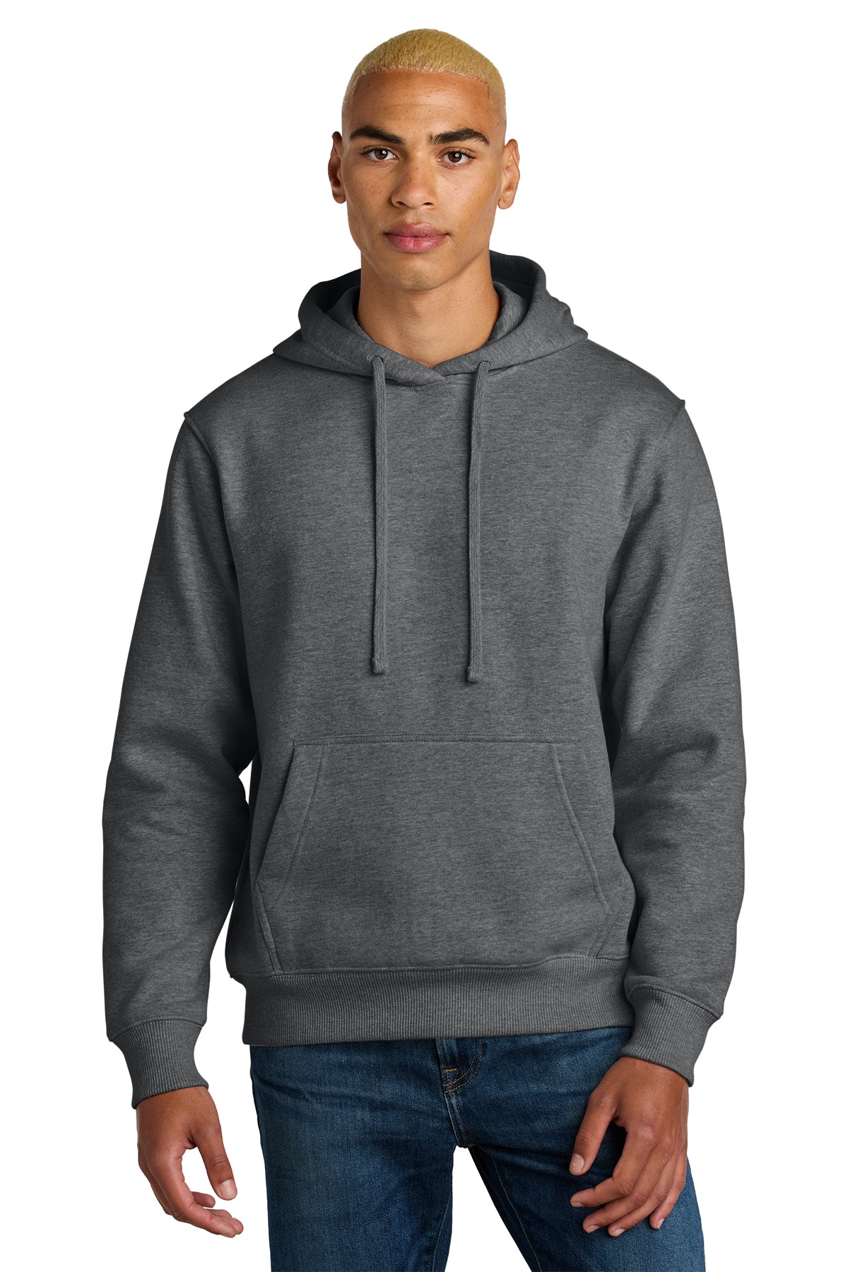 DT6600 DISTRICT V.I.T. SUPER HW FLEECE HOODIE HEATHERED CHARCOAL