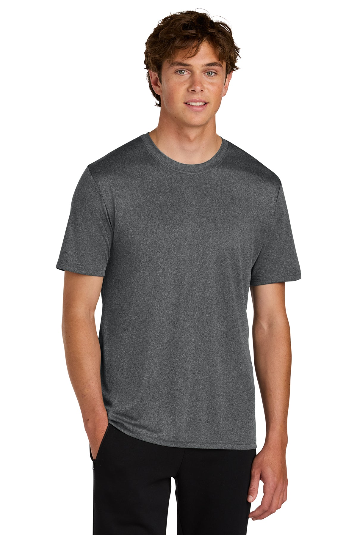 PC390 PORT & CO. HEATHER PERFORMANCE T-SHIRT METAL GREY