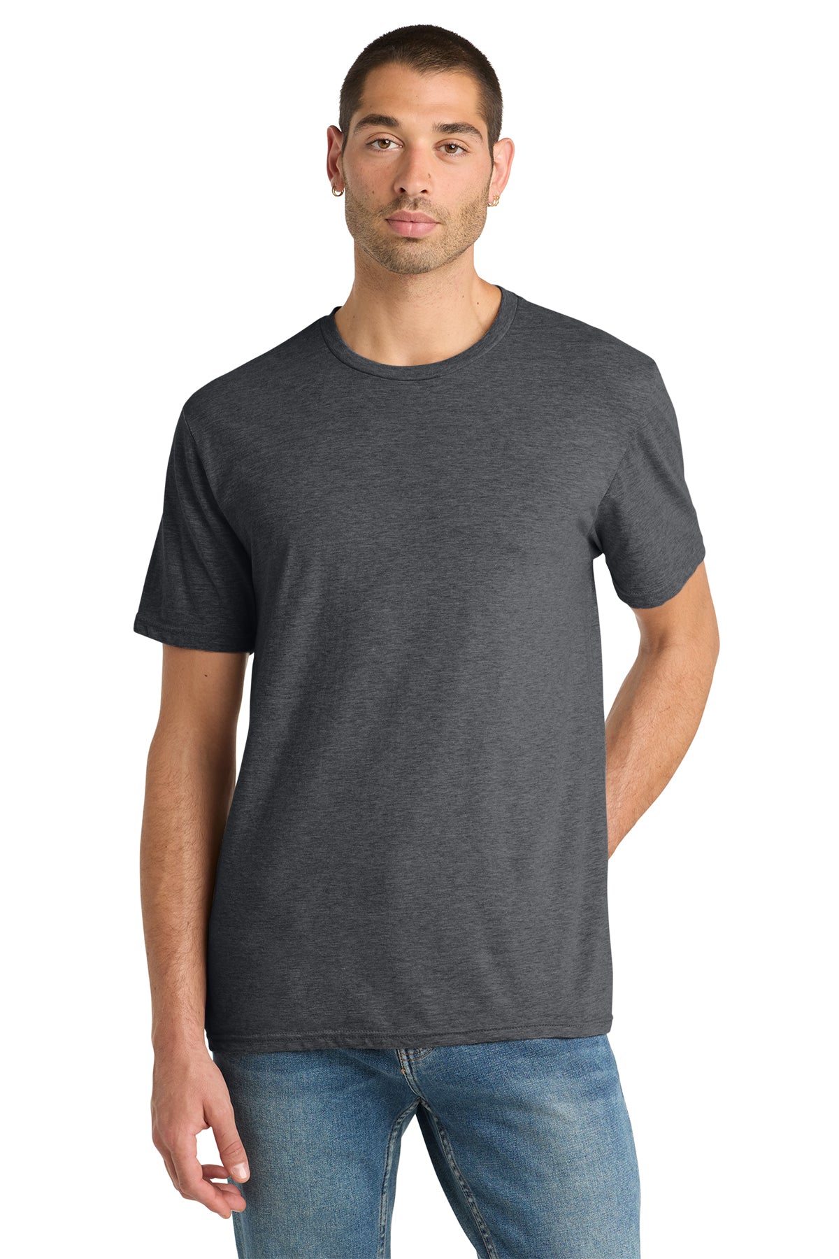 DM108 DISTRICT MENS BLEND CVC T-SHIRT HEATHERED CHARCOAL
