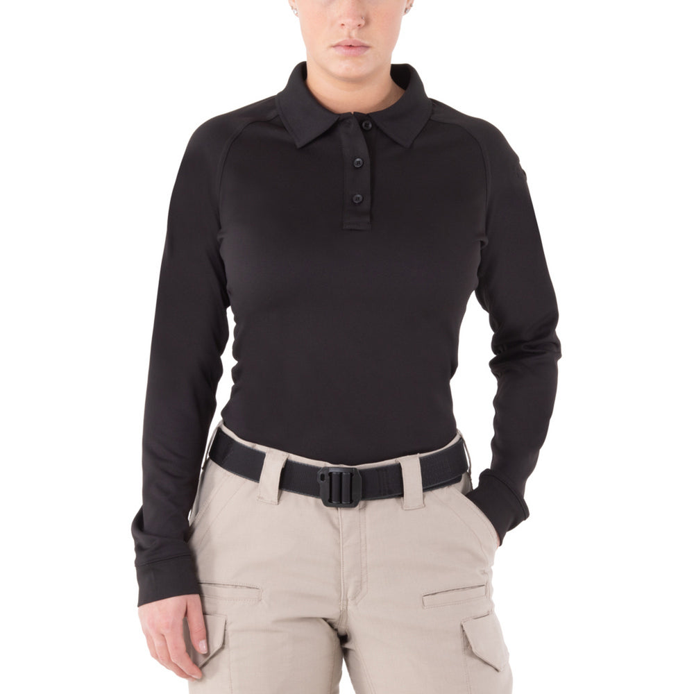 121503 WOMENS PERFORMANCE L/S POLO BLACK