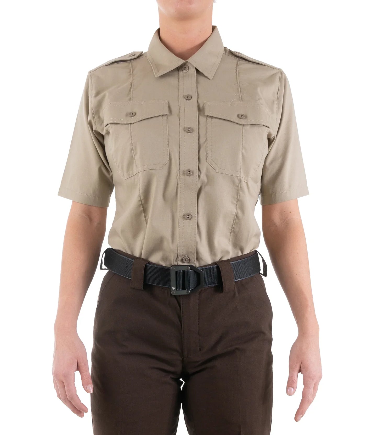 122001 WOMENS V2 PRO DUTY S/S SHIRT SILVER TAN