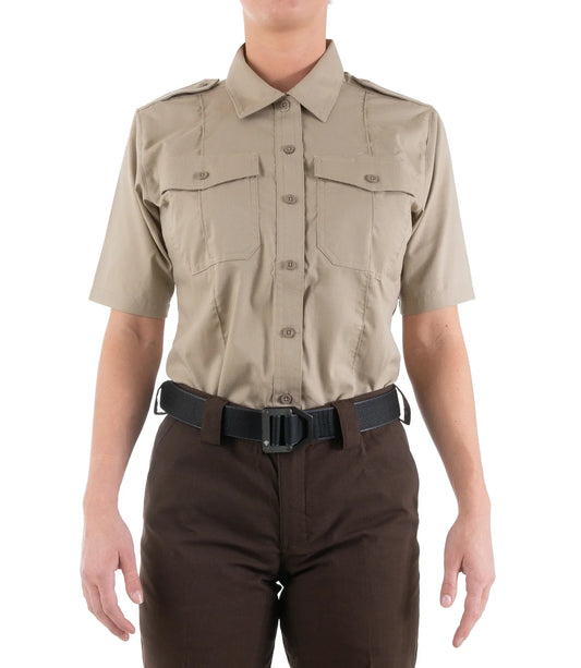 122001 WOMENS V2 PRO DUTY S/S SHIRT SILVER TAN