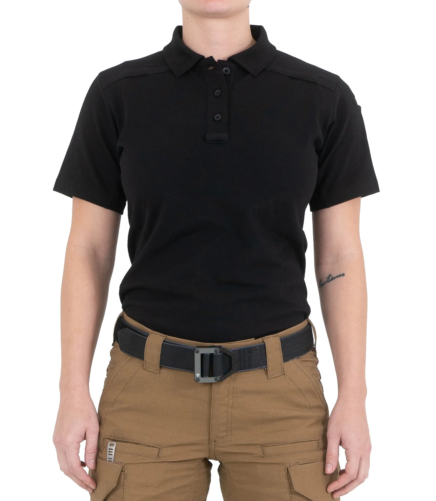 122508 WOMENS COTTON S/S POLO BLACK