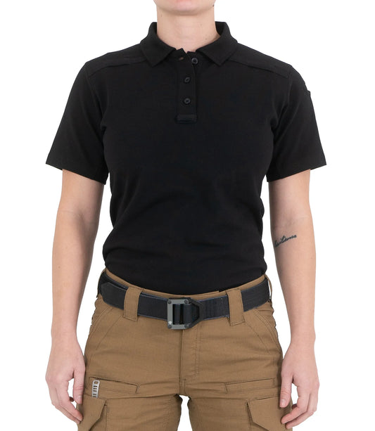 122508 WOMENS COTTON S/S POLO BLACK