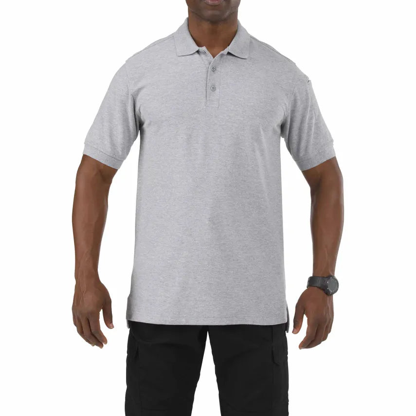 41180 UTILITY S/S POLO HEATHER GREY