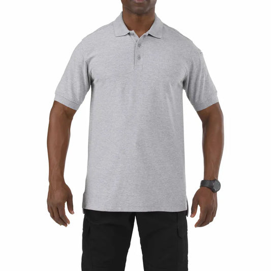 41180 UTILITY S/S POLO HEATHER GREY