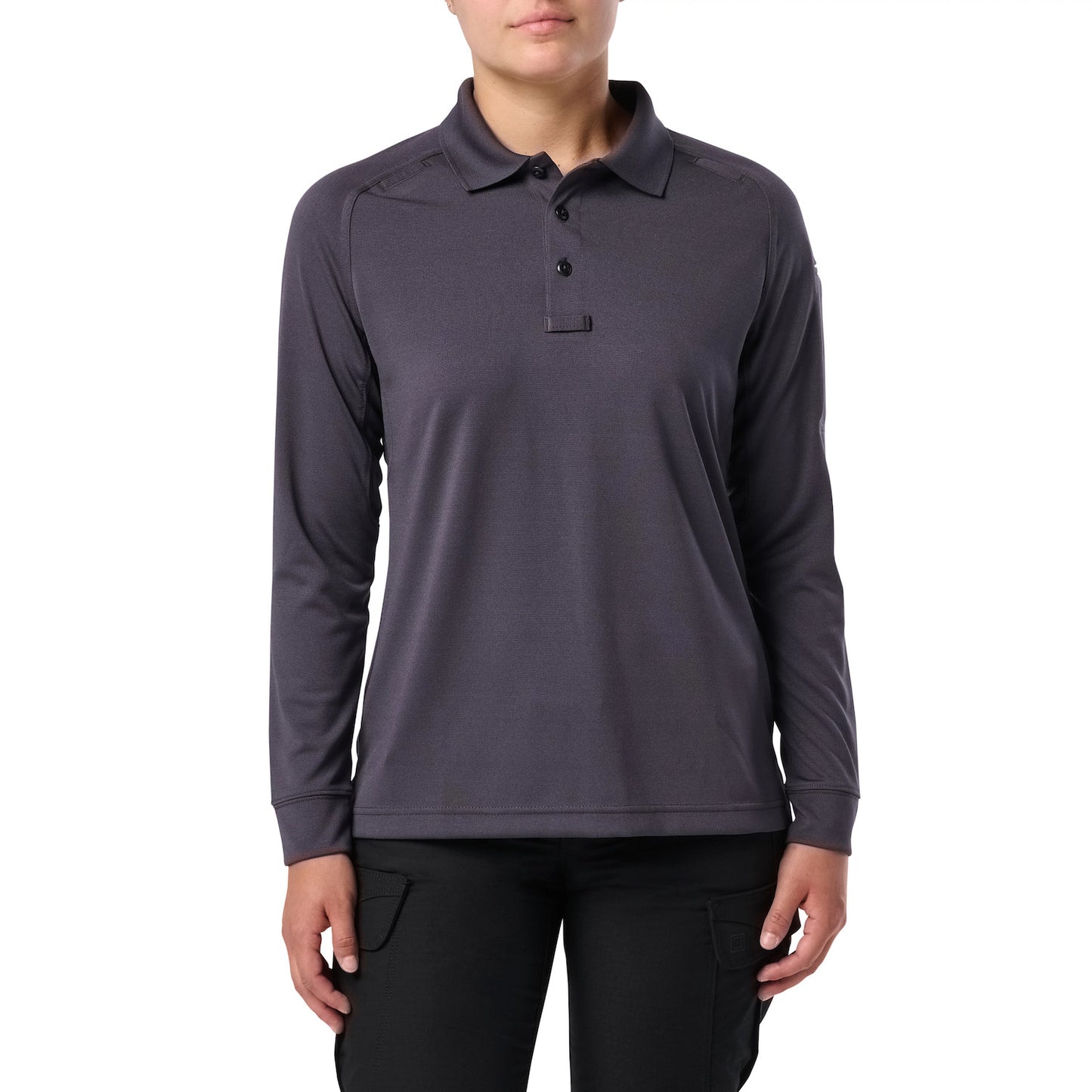 62408 WOMENS PERFORMANCE LS POLO CHARCOAL