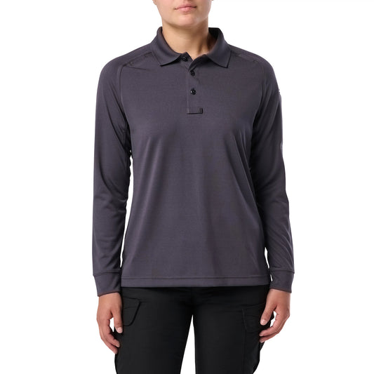 62408 WOMENS PERFORMANCE LS POLO CHARCOAL