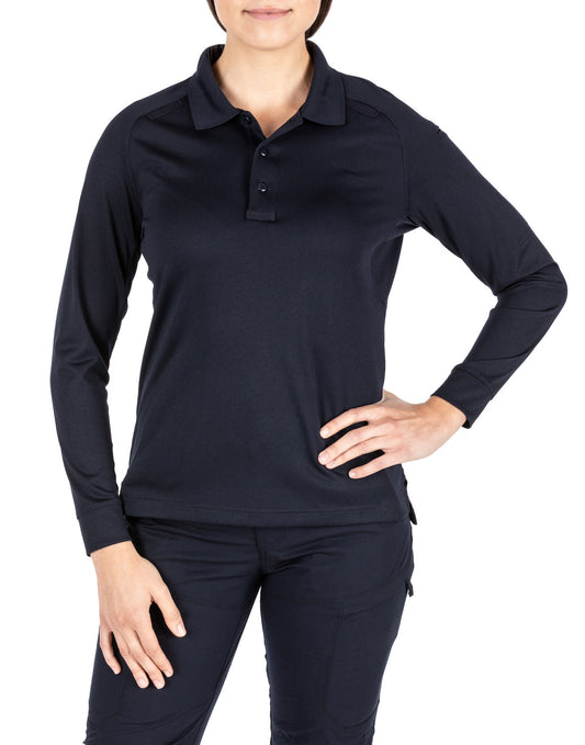 62408 WOMENS PERFORMANCE LS POLO DARK NAVY