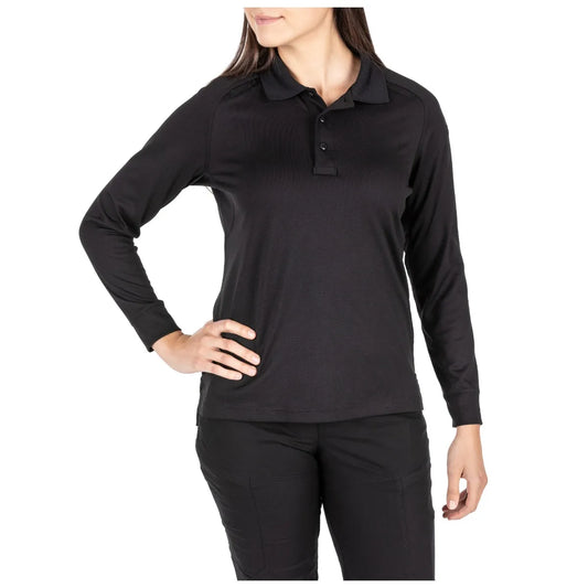 62408 WOMENS PERFORMANCE LS POLO BLACK