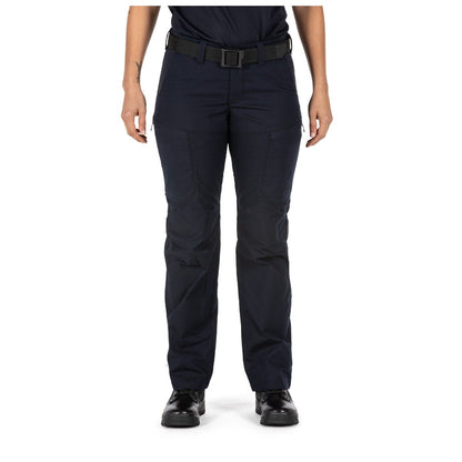 Person wearing black tactical pants on a white background