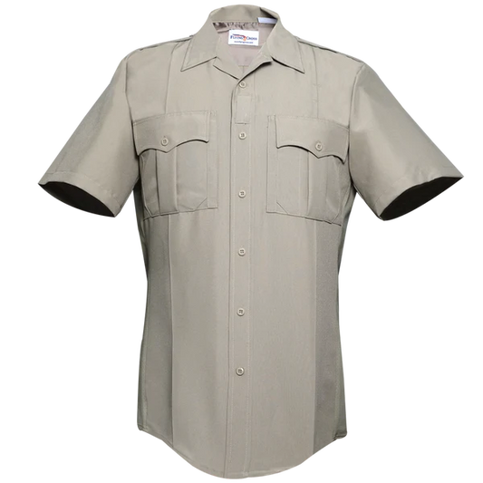 92R78Z MENS S/S SHIRT W/ZIPPER SILVER TAN