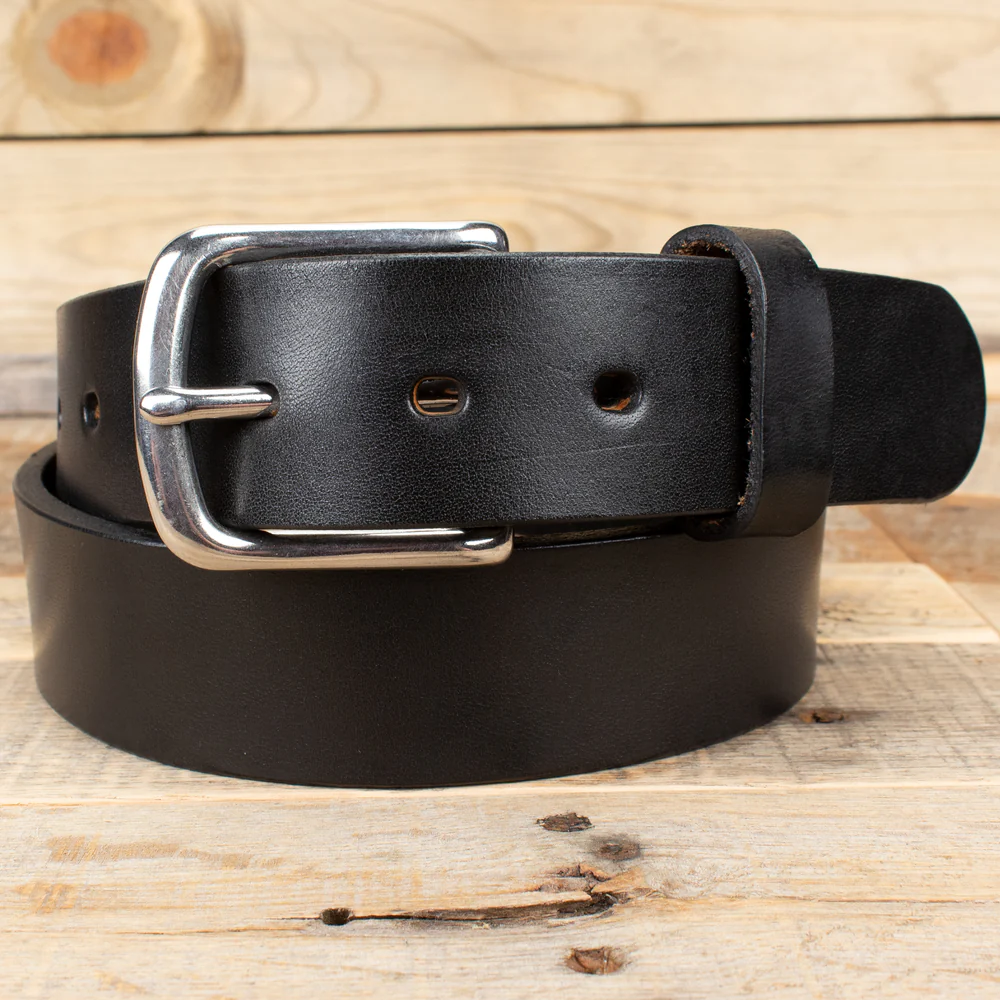 6010 CHAMBERS 1.5" SMOOTH LEATHER BELT BLACK