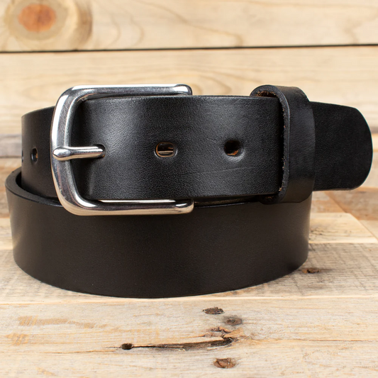 6010 CHAMBERS 1.5" SMOOTH LEATHER BELT BLACK