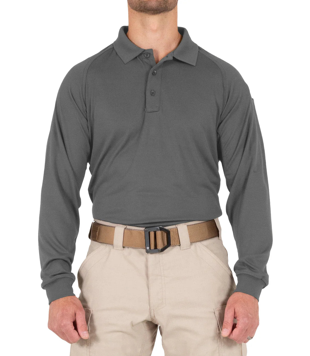 111503 MENS PERFORMANCE L/S POLO WOLF GREY