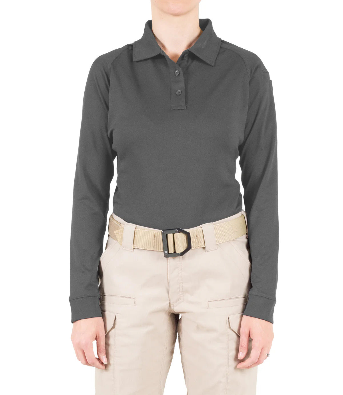 121503 WOMENS PERFORMANCE L/S POLO WOLF GREY