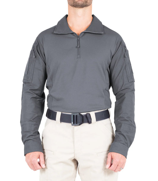 111004 MENS DEFENDER L/S POLO WOLF GREY
